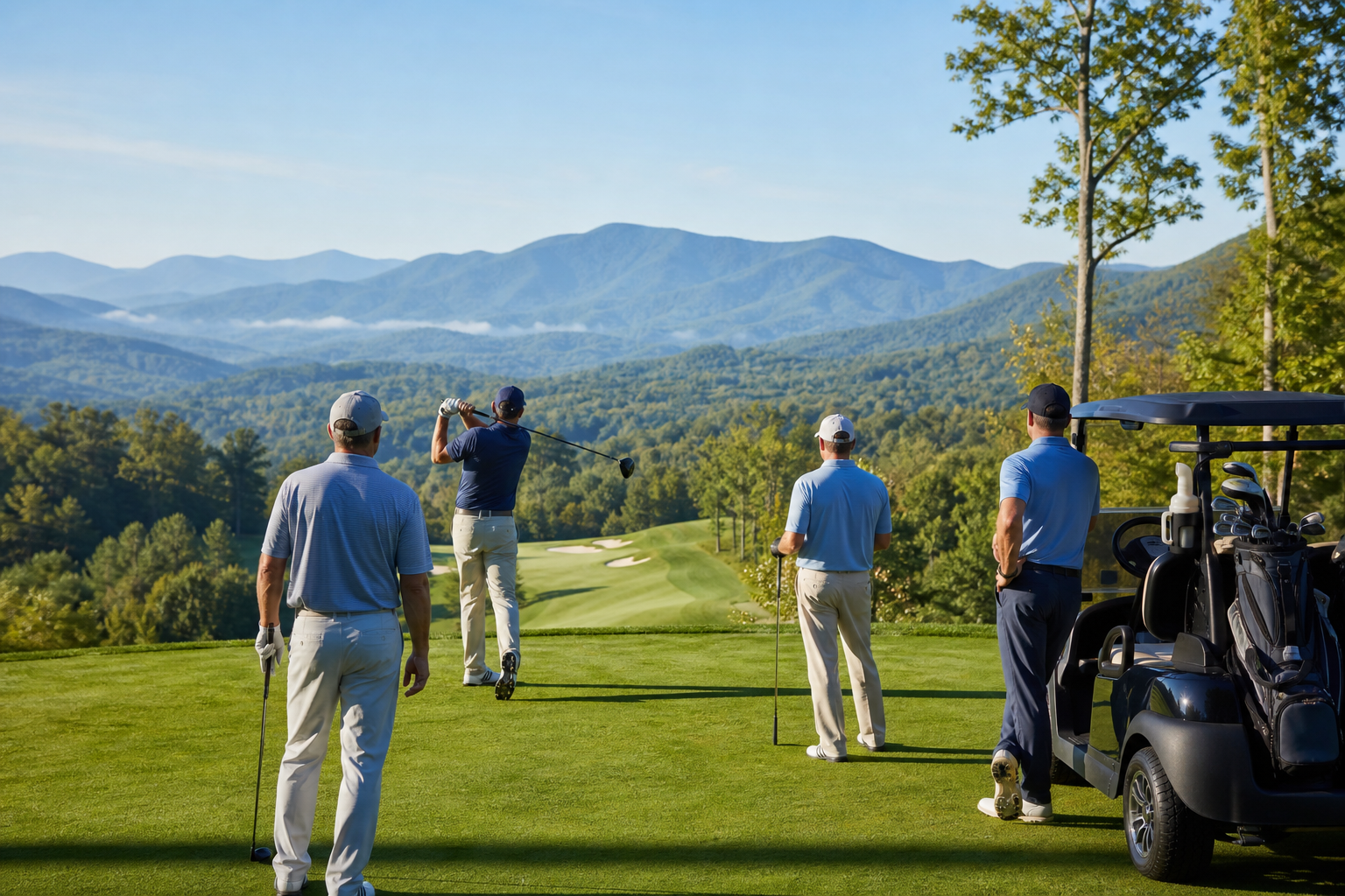 Group golf outing transportation in the Blue Ridge Mountains